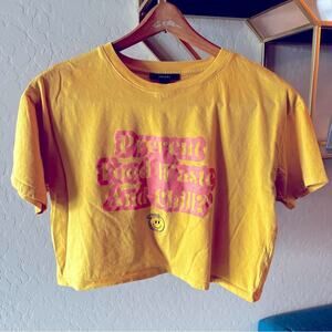 Forever 21 yellow The Ugy Co collab crop top womens size small S oversized boxy